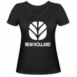 Женская футболка с V-образным вырезом New Holland - PrintSalon