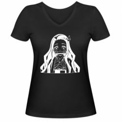 Женская футболка с V-образным вырезом Незуко - PrintSalon