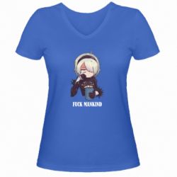 Жіноча футболка з V-подібним вирізом Nier. Fuck Mankind - PrintSalon