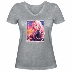 Женская футболка с V-образным вырезом Ноль Два - PrintSalon