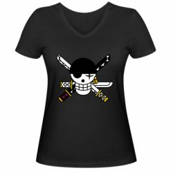 Женская футболка с V-образным вырезом One Piece Zoro logo - PrintSalon