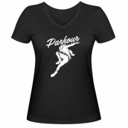 Жіноча футболка з V-подібним вирізом Parkour and jump - PrintSalon