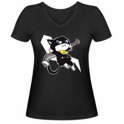 Женская футболка с V-образным вырезом Persona 5 Morgana - PrintSalon