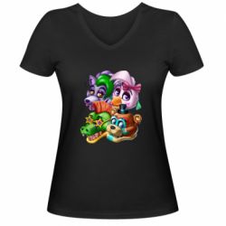 Женская футболка с V-образным вырезом Персонажи FNAF - PrintSalon