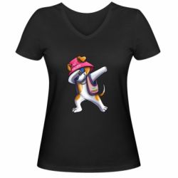 Женская футболка с V-образным вырезом Пес Патрон фанат Калуша - PrintSalon