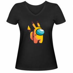 Жіноча футболка з V-подібним вирізом Pikachu Among Us - PrintSalon