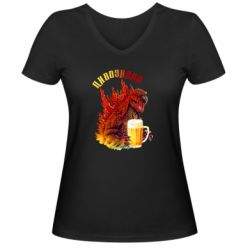 Жіноча футболка з V-подібним вирізом Pivozilla - PrintSalon