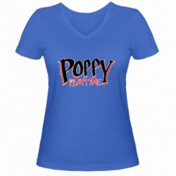 Женская футболка с V-образным вырезом Poppy Playtime Logo - PrintSalon