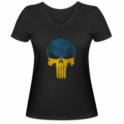 Жіноча футболка з V-подібним вирізом Punisher Ukraine - PrintSalon