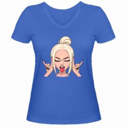 Женская футболка с V-образным вырезом Punk Girl - PrintSalon