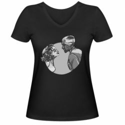 Женская футболка с V-образным вырезом Retro Wanda and Vision - PrintSalon