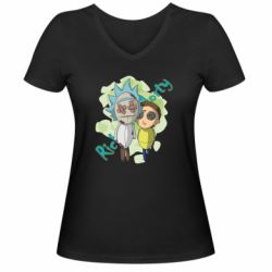 Женская футболка с V-образным вырезом Rick and Morty voodoo doll - PrintSalon