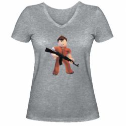 Женская футболка с V-образным вырезом Roblox Prisoner - PrintSalon