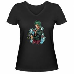 Женская футболка с V-образным вырезом Ророноа Зоро