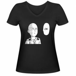Женская футболка с V-образным вырезом Saitama ok - PrintSalon