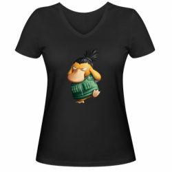 Женская футболка с V-образным вырезом Shikamaru Psyduck - PrintSalon