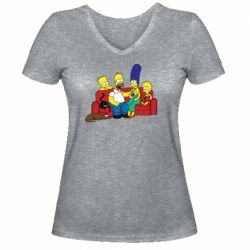 Женская футболка с V-образным вырезом Simpsons At Home - PrintSalon