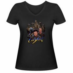 Женская футболка с V-образным вырезом Слава Украине! Слава ЗСУ! - PrintSalon