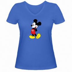 Женская футболка с V-образным вырезом Smiling Mickey - PrintSalon
