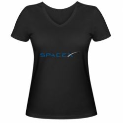 Женская футболка с V-образным вырезом SpaceX - PrintSalon