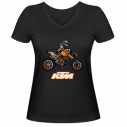 Женская футболка с V-образным вырезом Sport Bike Art - PrintSalon