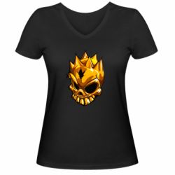 Женская футболка с V-образным вырезом Standoff - Gold Skull - PrintSalon