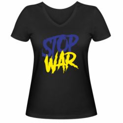 Женская футболка с V-образным вырезом Stop this war - PrintSalon