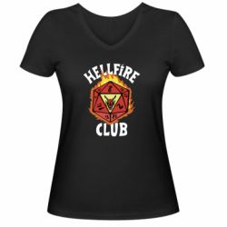 Женская футболка с V-образным вырезом Stranger Things: Hellfire club - PrintSalon