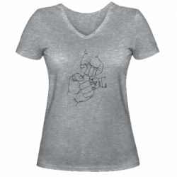 Женская футболка с V-образным вырезом Strong family - PrintSalon