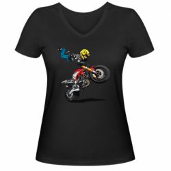 Женская футболка с V-образным вырезом Stunt - PrintSalon