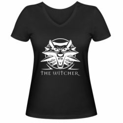 Женская футболка с V-образным вырезом The witcher wolf - PrintSalon