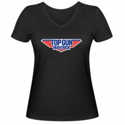 Женская футболка с V-образным вырезом Top Gun. Maverik - PrintSalon