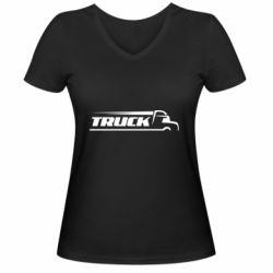 Женская футболка с V-образным вырезом Truck simple art - PrintSalon
