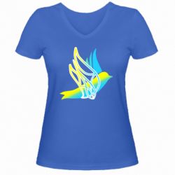 Жіноча футболка з V-подібним вирізом Україна Ластівка - PrintSalon