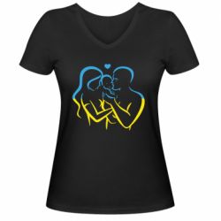 Женская футболка с V-образным вырезом Украина! Семья! - PrintSalon
