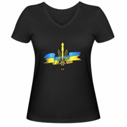 Женская футболка с V-образным вырезом Украина трезубец - PrintSalon