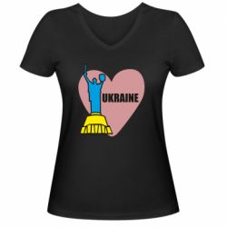 Женская футболка с V-образным вырезом Ukraine in heart - PrintSalon