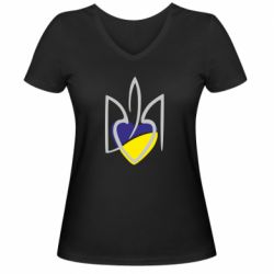 Женская футболка с V-образным вырезом Ukrainian heart - PrintSalon