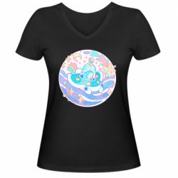 Женская футболка с V-образным вырезом Ultra cute shark - PrintSalon