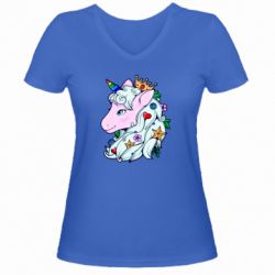 Женская футболка с V-образным вырезом Unicorn Princess - PrintSalon