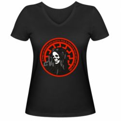 Жіноча футболка з V-подібним вирізом В раю безперечно добре, але в пеклі в мене більше друзів - PrintSalon