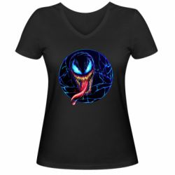 Жіноча футболка з V-подібним вирізом Venom black and blue style - PrintSalon