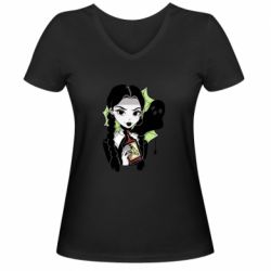 Жіноча футболка з V-подібним вирізом Венздей з отрутою - PrintSalon