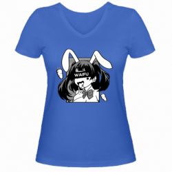 Женская футболка с V-образным вырезом Waifu Bunny - PrintSalon