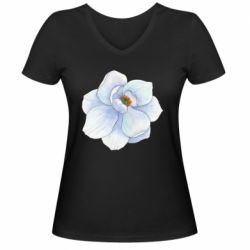 Женская футболка с V-образным вырезом Watercolor flower - PrintSalon