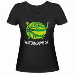 Женская футболка с V-образным вырезом Watermeowloon - PrintSalon