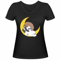 Женская футболка с V-образным вырезом We bare bears sleep - PrintSalon