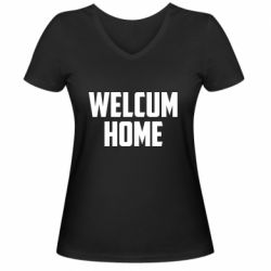 Женская футболка с V-образным вырезом Welcum Home - PrintSalon