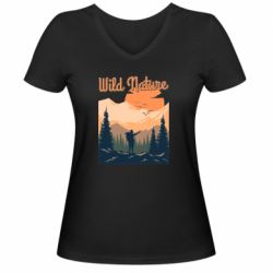 Женская футболка с V-образным вырезом Wild nature - PrintSalon