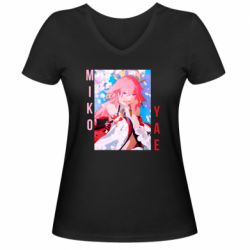 Женская футболка с V-образным вырезом Yae Miko art - PrintSalon